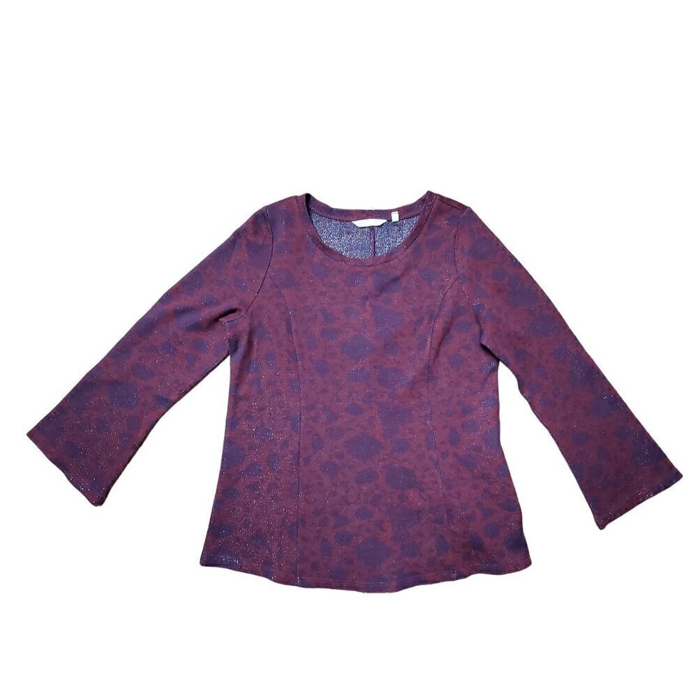 Soft Surroundings Jeri Jacquard Top Multi Floral Metallic Shimmer Womens S 2GA89